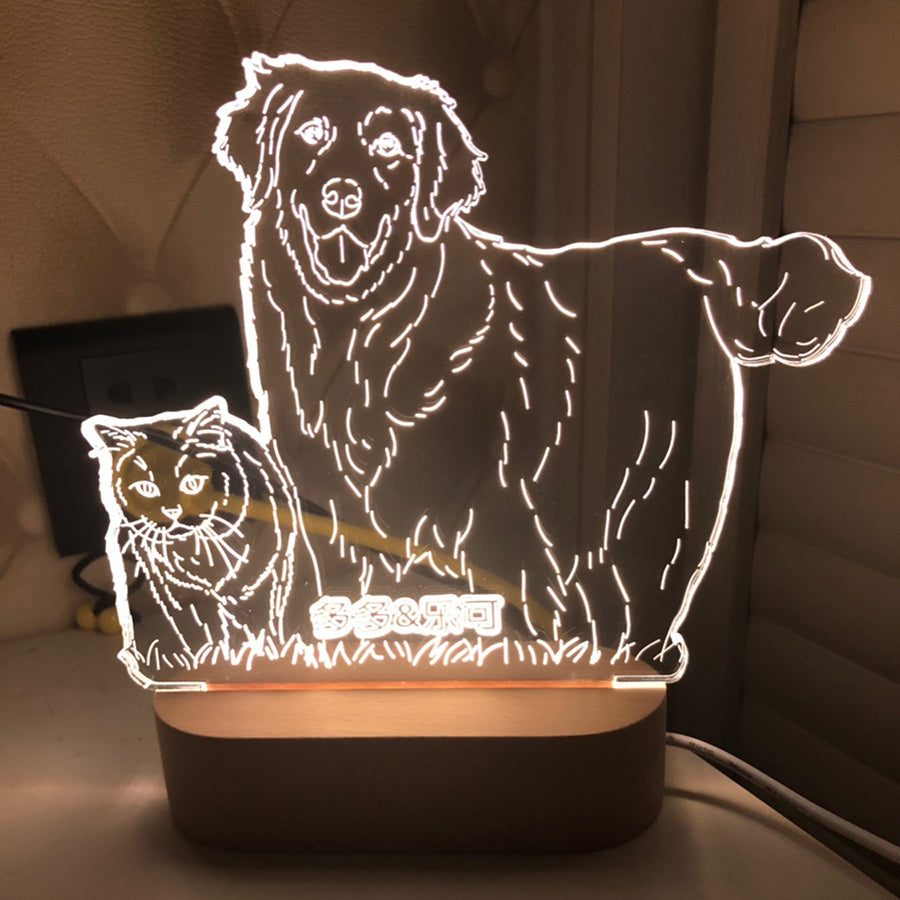 Lampada LED Personalizzabile "Memorie dell'Arcobaleno" – Foto e Testo per Animali Scuccia™