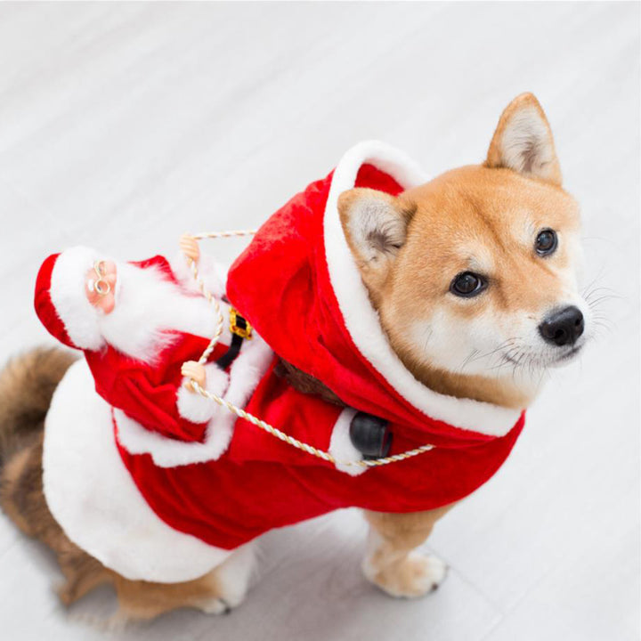 Costume Natalizio per Cani - Vestito Babbo Natale Regolabile e Caldo per Inverno Scuccia™