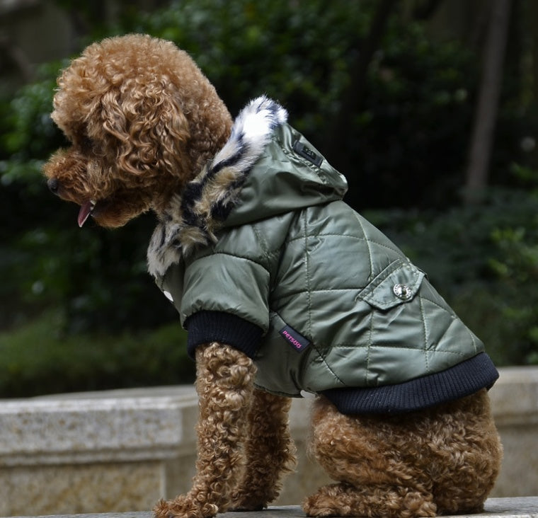 Cappotto Invernale con Colletto in Pelliccia per Cani - Calore e Stile per l'Inverno Scuccia™