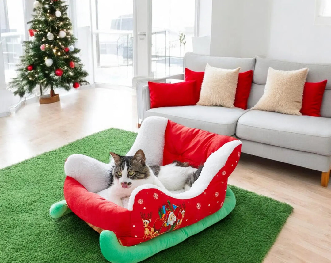 Cuccia Natalizia a Forma di Slitta - Comfort e Magia del Natale per Animali Domestici Scuccia™