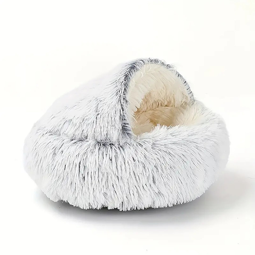 Cuccia a Ciambella Semi-Coperta per Cani e Gatti - Pelliccia Sintetica Calda, Antiscivolo e Lavabile Scuccia™